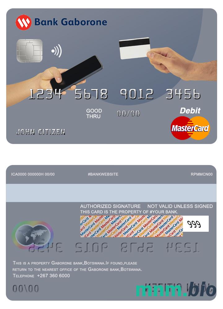 Botswana Bank Gaboronemaster karta przykład w formacie PSD